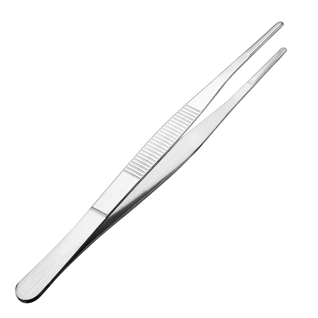 uxcell Uxcell 1 Pcs 7-Inch Stainless Steel Straight Blunt Tweezers Serrated Tip