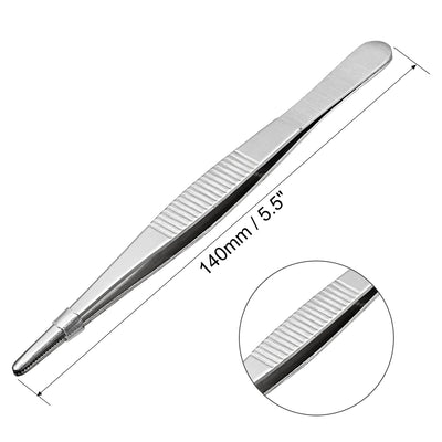 Harfington Uxcell 1 Pcs 5.5-Inch 430 Stainless Steel Straight Blunt Tweezers with Serrated Tip