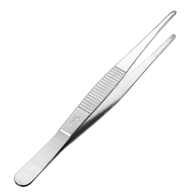 Harfington Uxcell 1 Pcs 5.5-Inch 430 Stainless Steel Straight Blunt Tweezers with Serrated Tip