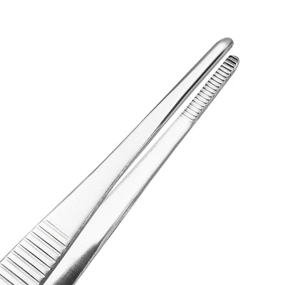 Harfington Uxcell 1 Pcs 6.3-Inch Stainless Steel Straight Blunt Tweezers with Serrated Tip