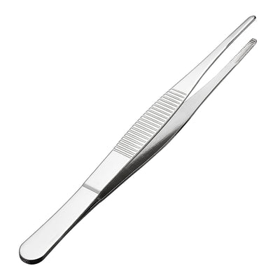 Harfington Uxcell 1 Pcs 6.3-Inch Stainless Steel Straight Blunt Tweezers with Serrated Tip