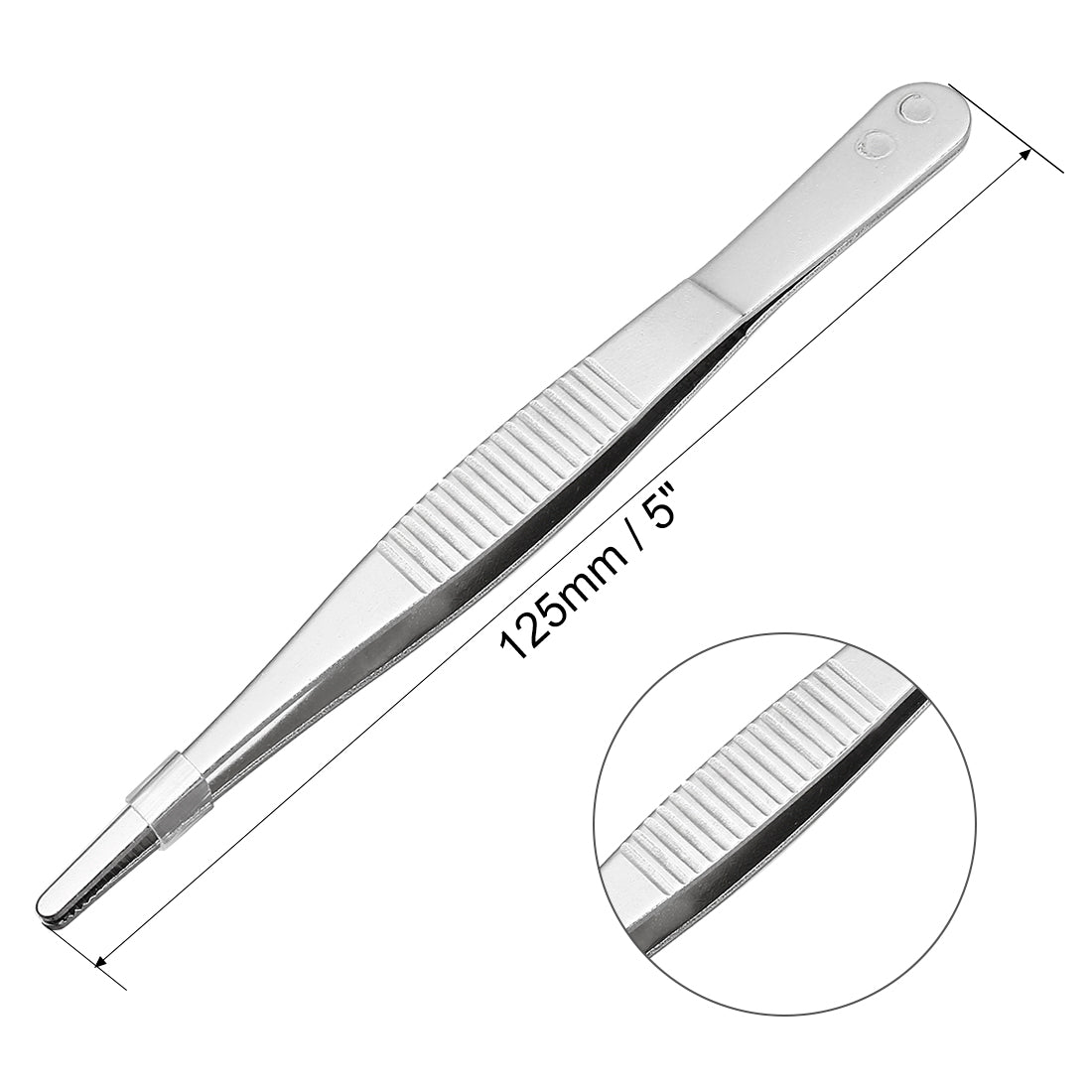 uxcell Uxcell 2 Pcs Stainless Steel Straight Blunt Tweezers Serrated Tip, 5 Inch