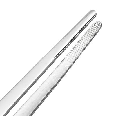 Harfington Uxcell 1 Pcs Stainless Steel Straight Blunt Tweezers with Serrated Tip,10-Inch Length