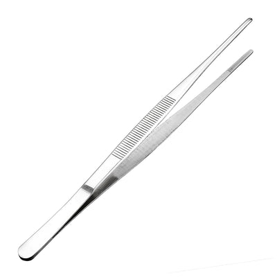 Harfington Uxcell 1 Pcs Stainless Steel Straight Blunt Tweezers with Serrated Tip,10-Inch Length