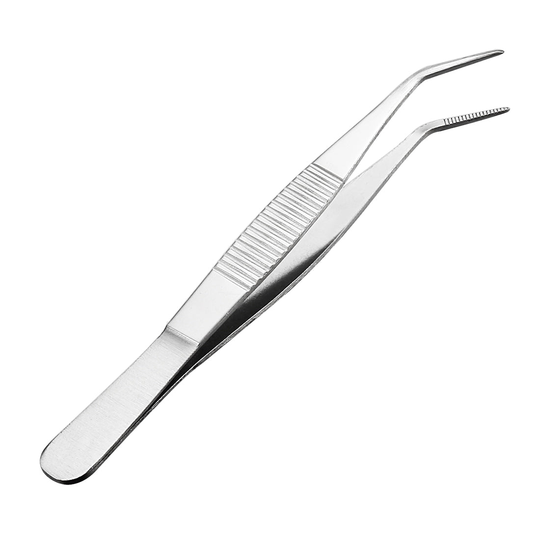 uxcell Uxcell 5-Inch Stainless Steel Tweezers with Curved Pointed Serrated Tip