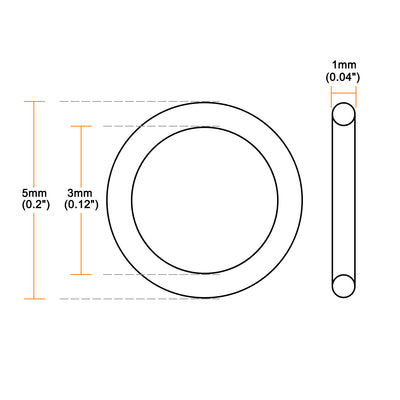 Harfington Uxcell O-Rings Nitrile Rubber 3mm x 5mm x 1mm Seal Rings Sealing Gasket 50pcs