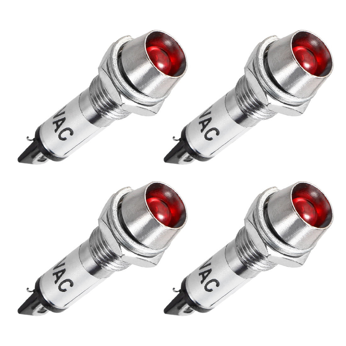 uxcell Uxcell Indicator Light AC 110V, Red, Metal Shell Panel Mount 5/16" 8mm 4Pcs