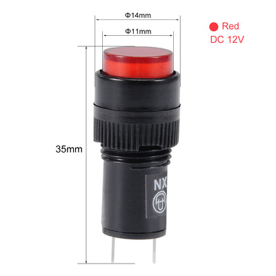 Harfington Uxcell Indicator Lights DC 12V, NXD-212 Red Neon Bulb, Flush Panel Mount 15/32" 12mm, 7Pcs