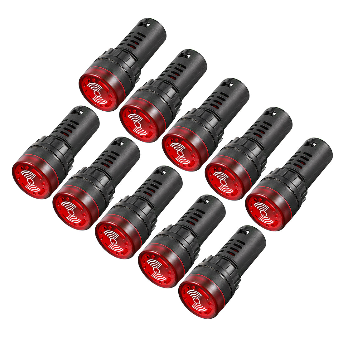 uxcell Uxcell 10pcs Pilot Light AC/DC 24V Panel Indicator Flashing Alarm with Buzzer, Red LED