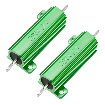 Harfington Uxcell 50W 4.7k Ohm 5% Aluminum Housing Resistor Screw  Chassis Mounted Aluminum Case Wirewound Resistor Load Resistors Green 2 pcs