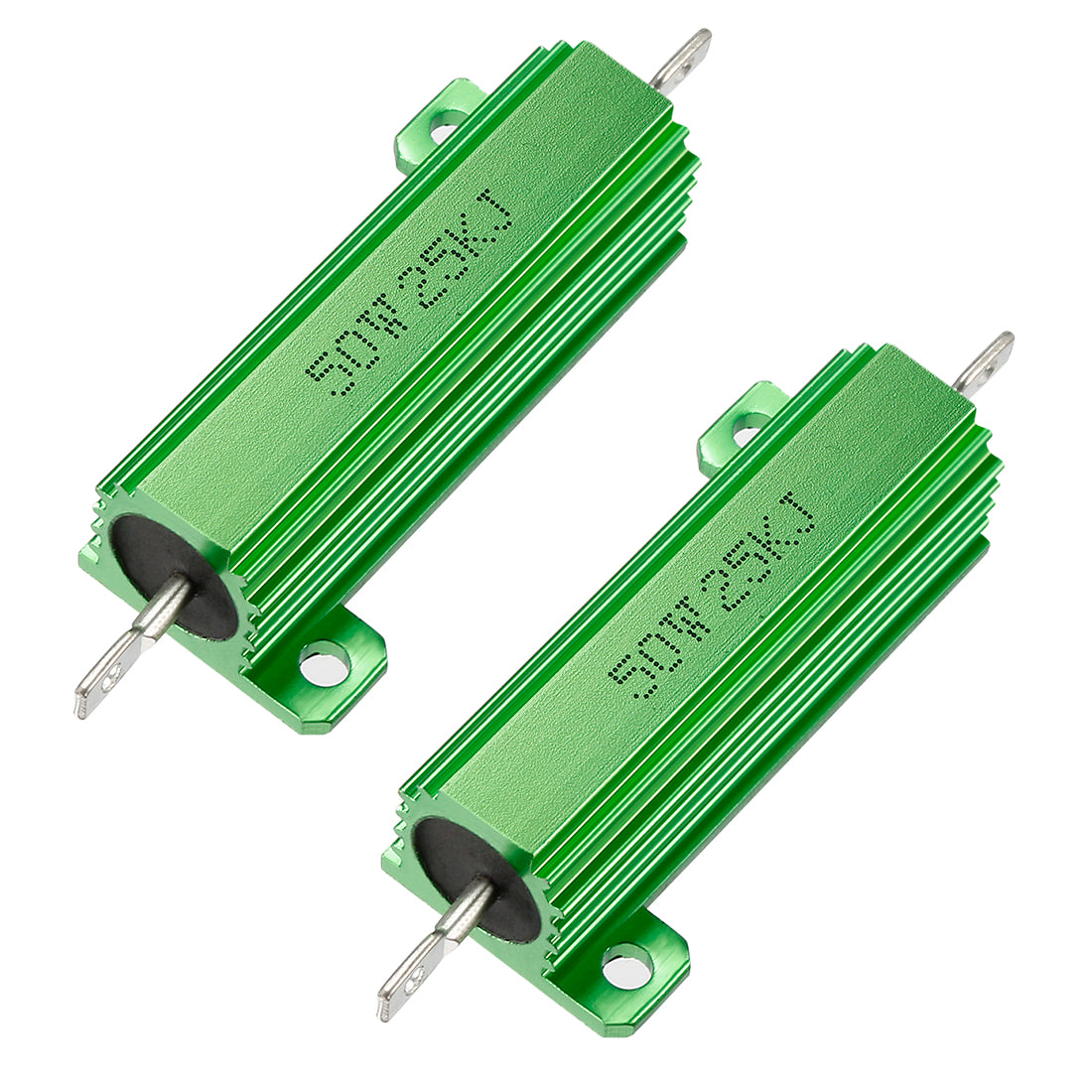 uxcell Uxcell 50W 25k Ohm 5% Aluminum Housing Resistor Screw  Chassis Mounted Aluminum Case Wirewound Resistor Load Resistors Green 2 pcs