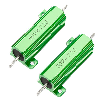 Harfington Uxcell 50W 4.7 Ohm 5% Aluminum Housing Resistor Screw  Chassis Mounted Aluminum Case Wirewound Resistor Load Resistors Green 2 Pcs