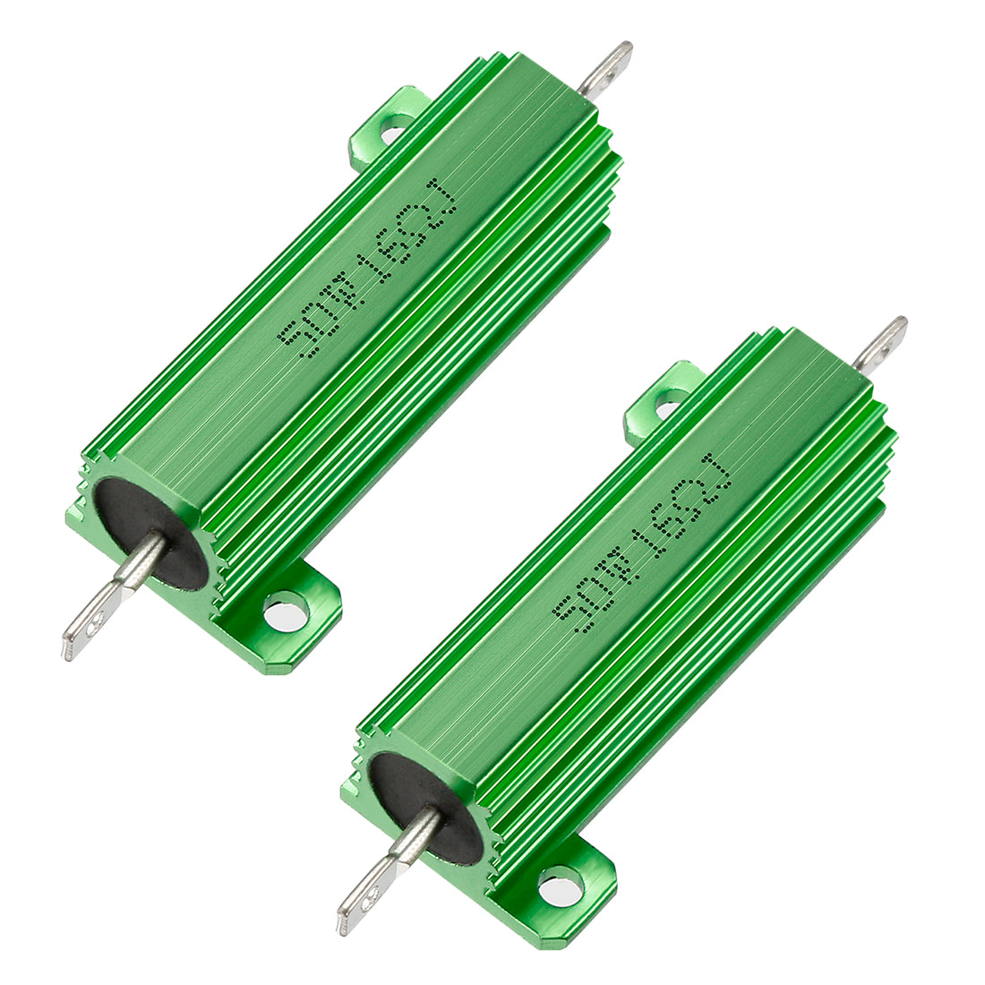 uxcell Uxcell 50W 16 Ohm 5% Aluminum Housing Resistor Screw  Chassis Mounted Aluminum Case Wirewound Resistor Load Resistors Green 2 pcs