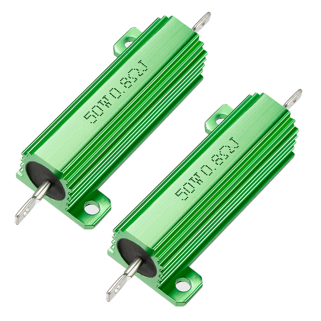 uxcell Uxcell 50W 0.8 Ohm 5% Aluminum Housing Resistor Screw  Chassis Mounted Aluminum Case Wirewound Resistor Load Resistors Green 2 pcs