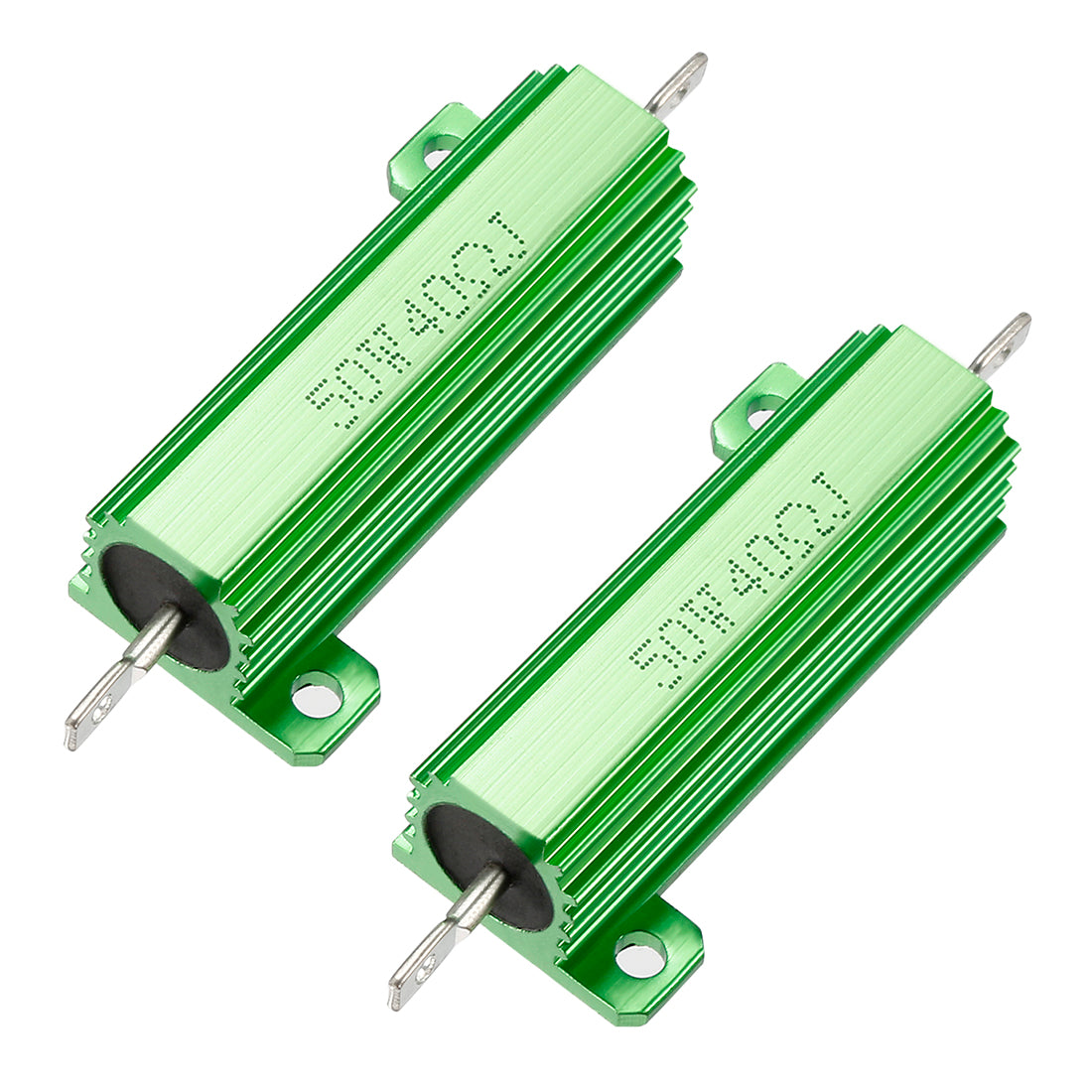 uxcell Uxcell 50W 40 Ohm 5% Aluminum Housing Resistor Screw  Chassis Mounted Aluminum Case Wirewound Resistor Load Resistors Green 2 pcs