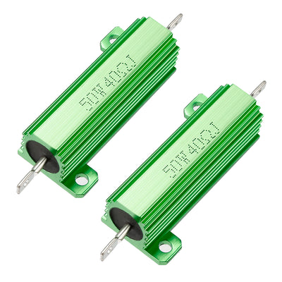 Harfington Uxcell 50W 40 Ohm 5% Aluminum Housing Resistor Screw  Chassis Mounted Aluminum Case Wirewound Resistor Load Resistors Green 2 pcs