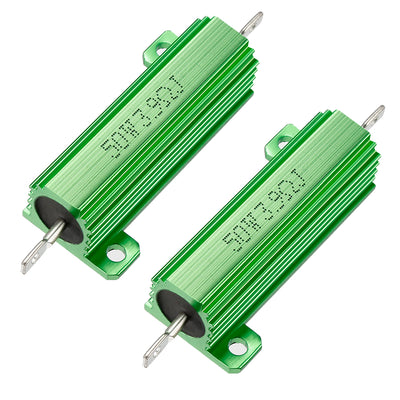 Harfington Uxcell 50W 3.9 Ohm 5% Aluminum Housing Resistor Screw  Chassis Mounted Aluminum Case Wirewound Resistor Load Resistors Green 2 pcs