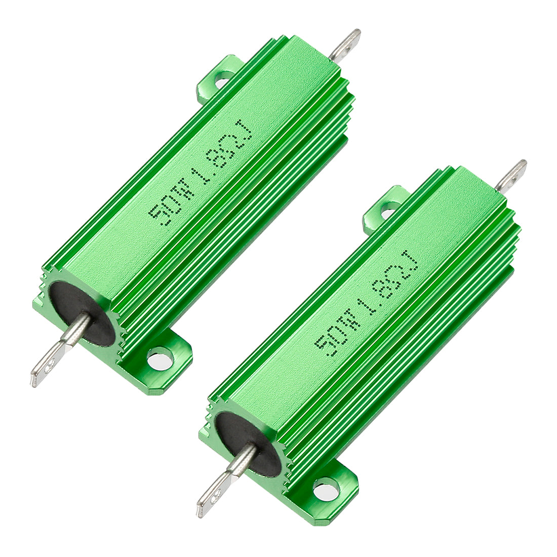 uxcell Uxcell 50W 1.8 Ohm 5% Aluminum Housing Resistor Screw  Chassis Mounted Aluminum Case Wirewound Resistor Load Resistors Green 2 pcs