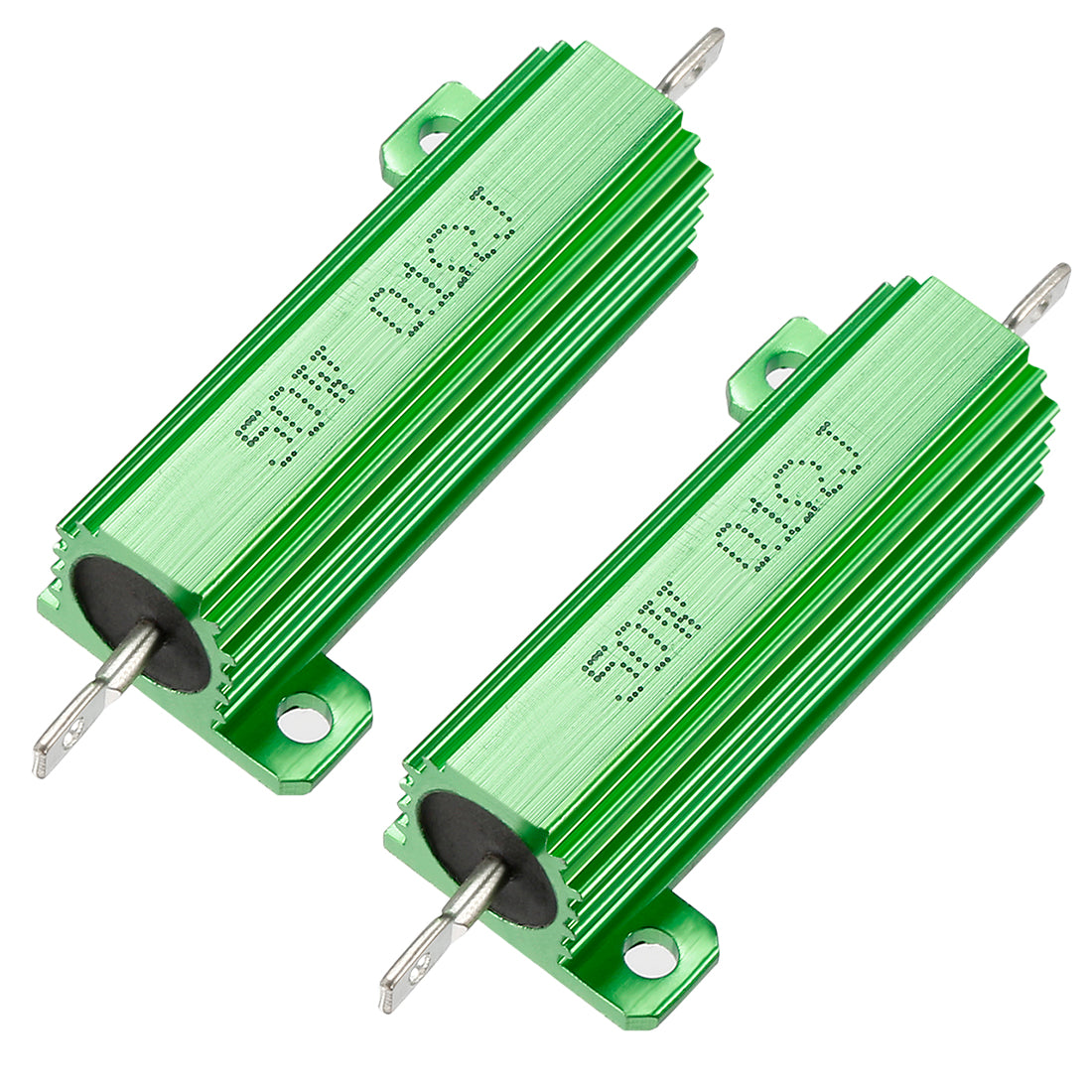 uxcell Uxcell 50W 0.1 Ohm 5% Aluminum Housing Resistor Screw  Chassis Mounted Aluminum Case Wirewound Resistor Load Resistors Green 2 pcs