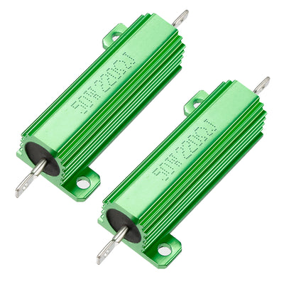 Harfington Uxcell 50W 220 Ohm 5% Aluminum Housing Resistor Screw  Chassis Mounted Aluminum Case Wirewound Resistor Load Resistors Green 2 pcs