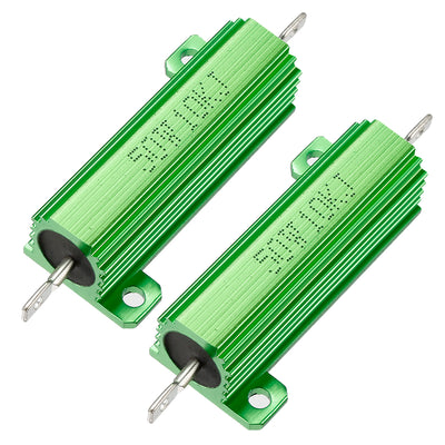 Harfington Uxcell 50W 10k Ohm 5% Aluminum Housing Resistor Screw  Chassis Mounted Aluminum Case Wirewound Resistor Load Resistors Green 2 pcs