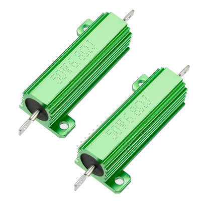 Harfington Uxcell 50W 6.8 Ohm 5% Aluminum Housing Resistor Screw  Chassis Mounted Aluminum Case Wirewound Resistor Load Resistors Green 2 Pcs