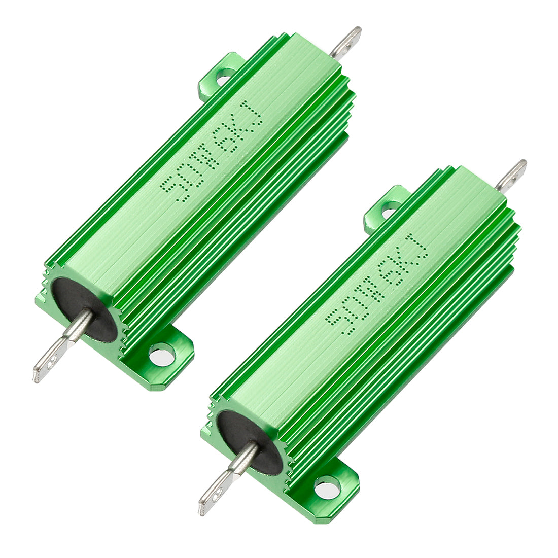 uxcell Uxcell 50W 6k Ohm 5% Aluminum Housing Resistor Screw  Chassis Mounted Aluminum Case Wirewound Resistor Load Resistors Green 2 pcs