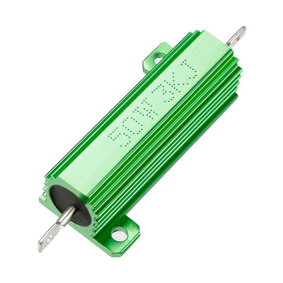 Harfington Uxcell 50W 3k Ohm 5% Aluminum Housing Resistor Screw  Chassis Mounted Aluminum Case Wirewound Resistor Load Resistors Green 1 pcs