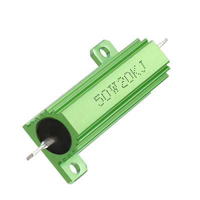 Harfington Uxcell 50W 20k Ohm 5% Aluminum Housing Resistor Screw  Chassis Mounted Aluminum Case Wirewound Resistor Load Resistors Green 1 pcs