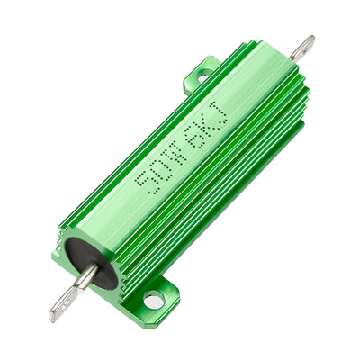 Harfington Uxcell 50W 6k Ohm 5% Aluminum Housing Resistor Screw  Chassis Mounted Aluminum Case Wirewound Resistor Load Resistors Green 1 pcs