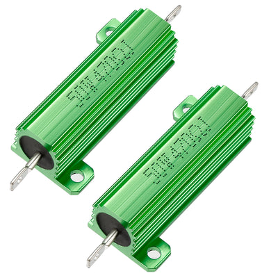 Harfington Uxcell 50W 470 Ohm 5% Aluminum Housing Resistor Screw  Chassis Mounted Aluminum Case Wirewound Resistor Load Resistors Green 2 pcs