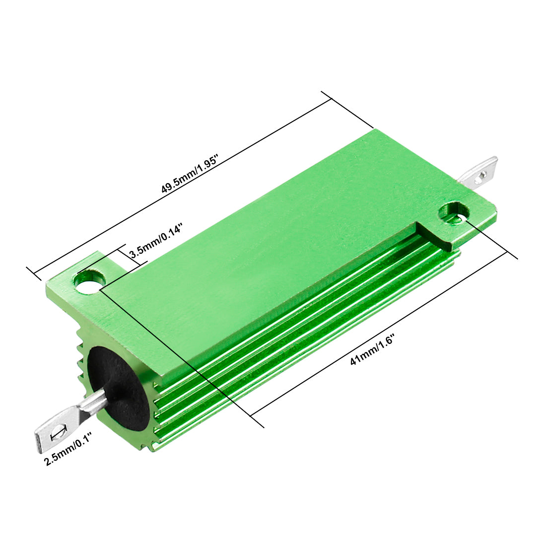 uxcell Uxcell 50W 50k Ohm 5% Aluminum Housing Resistor Screw  Chassis Mounted Aluminum Case Wirewound Resistor Load Resistors Green 2 pcs