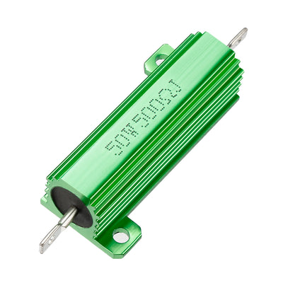 Harfington Uxcell 50W 500 Ohm 5% Aluminum Housing Resistor Screw  Chassis Mounted Aluminum Case Wirewound Resistor Load Resistors Green 1 pcs