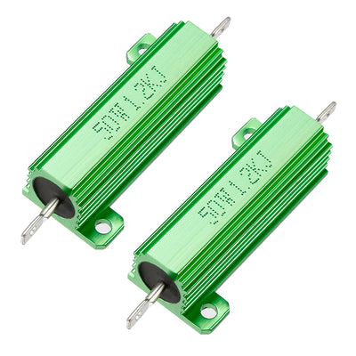 Harfington Uxcell 50W 1.2k Ohm 5% Aluminum Housing Resistor Screw  Chassis Mounted Aluminum Case Wirewound Resistor Load Resistors Green 2 pcs