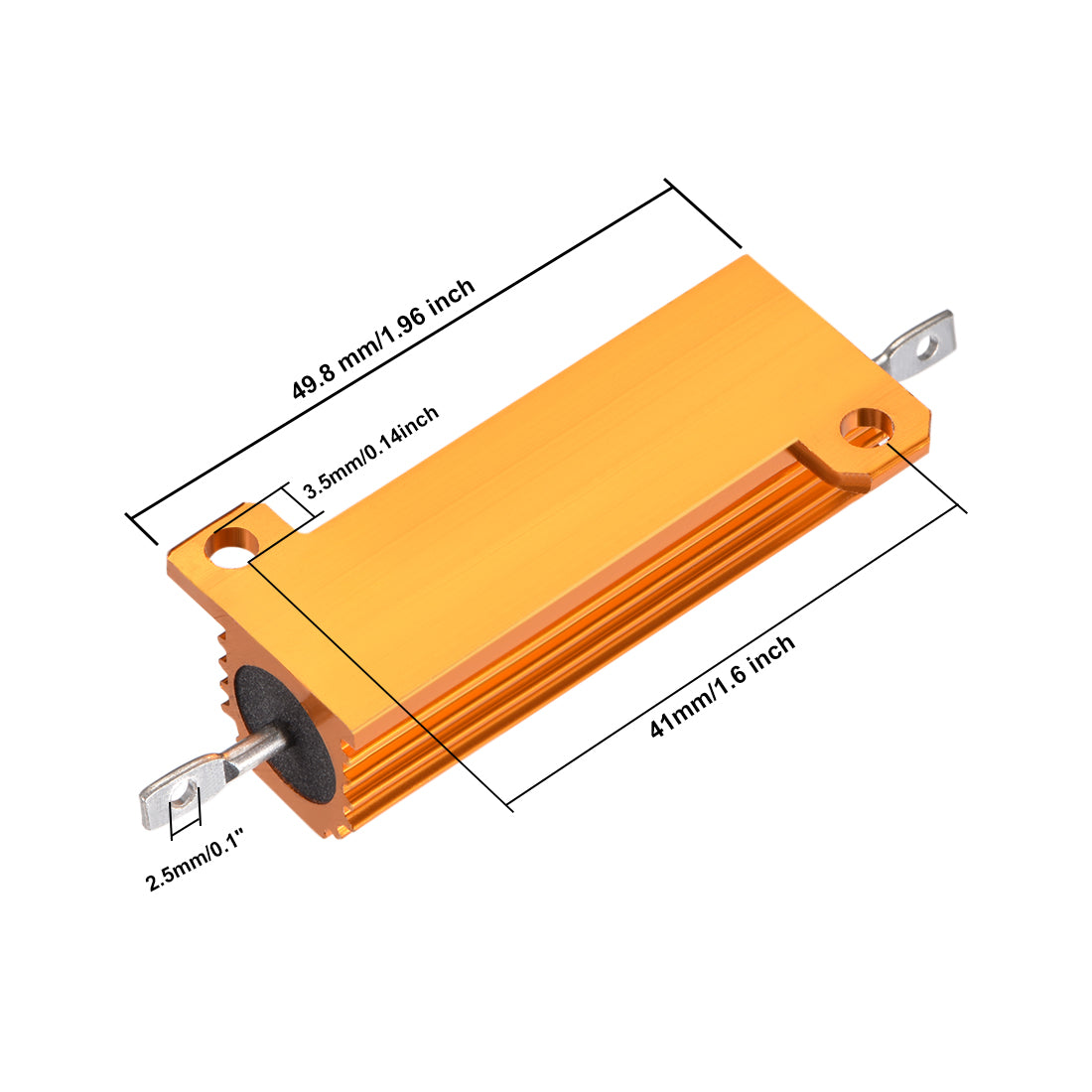 uxcell Uxcell 50W 0.5 Ohm 5% Aluminum Housing Resistor Screw  Chassis Mounted Aluminum Case Wirewound Resistor Load Resistors Gold Tone 2pcs