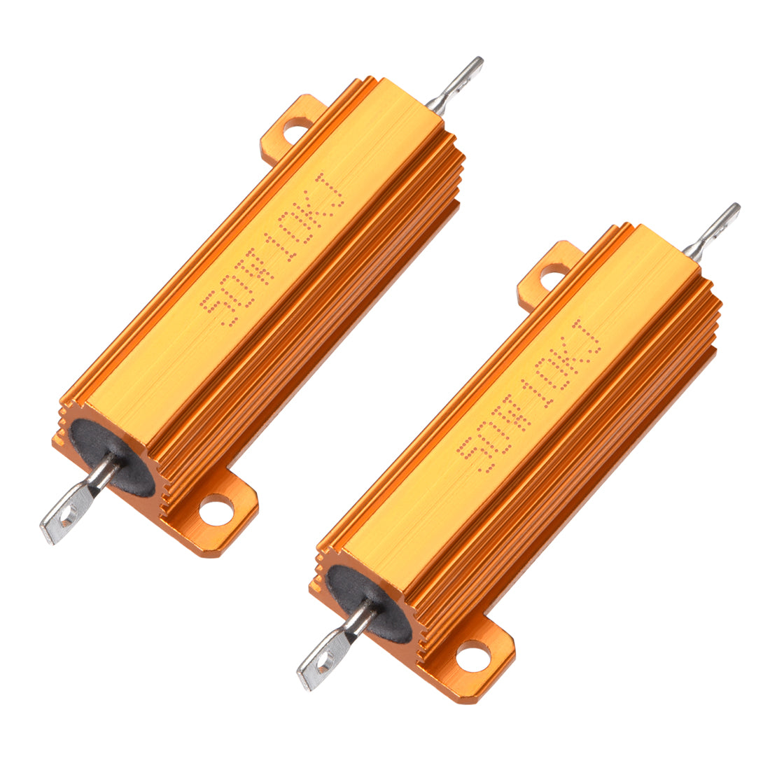 uxcell Uxcell 50W 10k Ohm 5% Aluminum Housing Resistor Screw  Chassis Mounted Aluminum Case Wirewound Resistor Load Resistors Gold Tone 2pcs