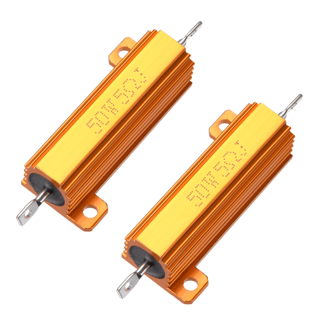 uxcell Uxcell 50W 5 Ohm 5% Aluminum Housing Resistor Screw  Chassis Mounted Aluminum Case Wirewound Resistor Load Resistors Gold Tone 2pcs