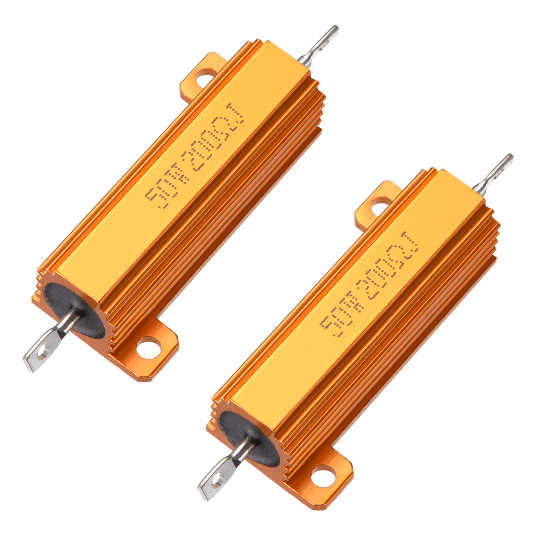 uxcell Uxcell 50W 200 Ohm 5% Aluminum Housing Resistor Screw  Chassis Mounted Aluminum Case Wirewound Resistor Load Resistors Gold Tone 2pcs