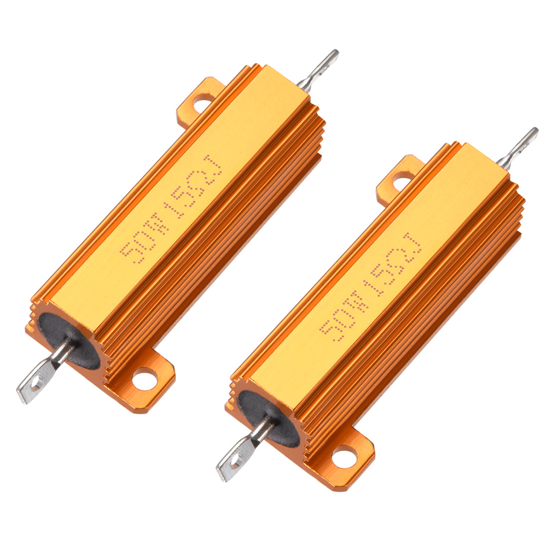 uxcell Uxcell 50W 15 Ohm 5% Aluminum Housing Resistor Screw  Chassis Mounted Aluminum Case Wirewound Resistor Load Resistors Gold Tone 2pcs