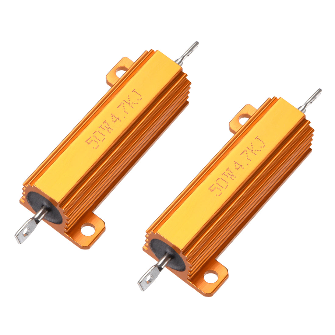 uxcell Uxcell 50W 4.7k Ohm 5% Aluminum Housing Resistor Screw  Chassis Mounted Aluminum Case Wirewound Resistor Load Resistors Gold Tone 2pcs