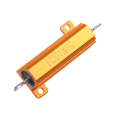 Harfington Uxcell 50W 10 Ohm 5% Aluminum Housing Resistor Screw  Chassis Mounted Aluminum Case Wirewound Resistor Load Resistors Gold Tone 1pcs