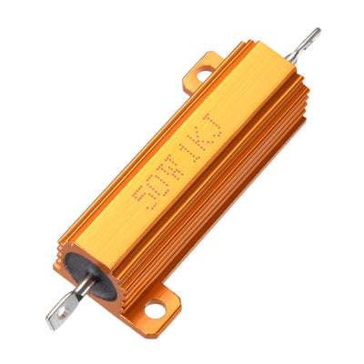 Harfington Uxcell 50W 1k Ohm 5% Aluminum Housing Resistor Screw  Chassis Mounted Aluminum Case Wirewound Resistor Load Resistors Gold Tone 1pcs