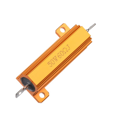 Harfington Uxcell 50W 60 Ohm 5% Aluminum Housing Resistor Screw  Chassis Mounted Aluminum Case Wirewound Resistor Load Resistors Gold Tone 1pcs