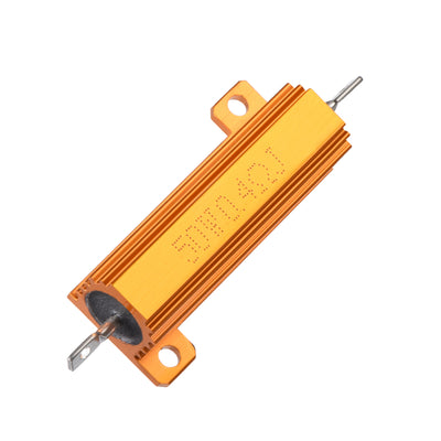 Harfington Uxcell 50W 0.4 Ohm 5% Aluminum Housing Resistor Screw  Chassis Mounted Aluminum Case Wirewound Resistor Load Resistors Gold Tone 1pcs