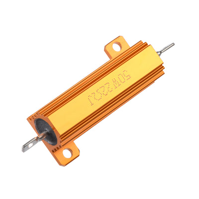 Harfington Uxcell 50W 22 Ohm 5% Aluminum Housing Resistor Screw  Chassis Mounted Aluminum Case Wirewound Resistor Load Resistors Gold Tone 1pcs