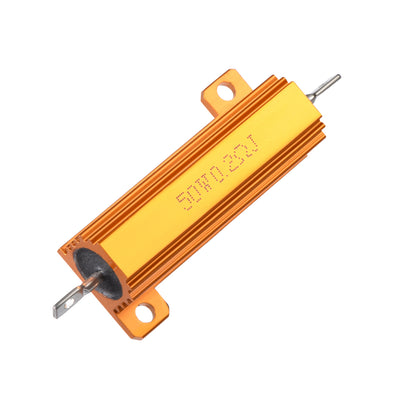 Harfington Uxcell 50W 0.2 Ohm 5% Aluminum Housing Resistor Screw  Chassis Mounted Aluminum Case Wirewound Resistor Load Resistors Gold Tone 1pcs