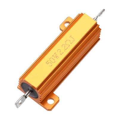 Harfington Uxcell 50W 2.2 Ohm 5% Aluminum Housing Resistor Screw  Chassis Mounted Aluminum Case Wirewound Resistor Load Resistors Gold Tone 1pcs