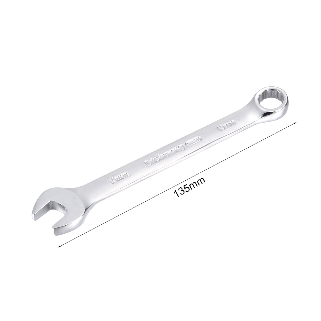 uxcell Uxcell Metric 10mm 12-Point Box Open End Combination Wrench Chrome Finish, Cr-V