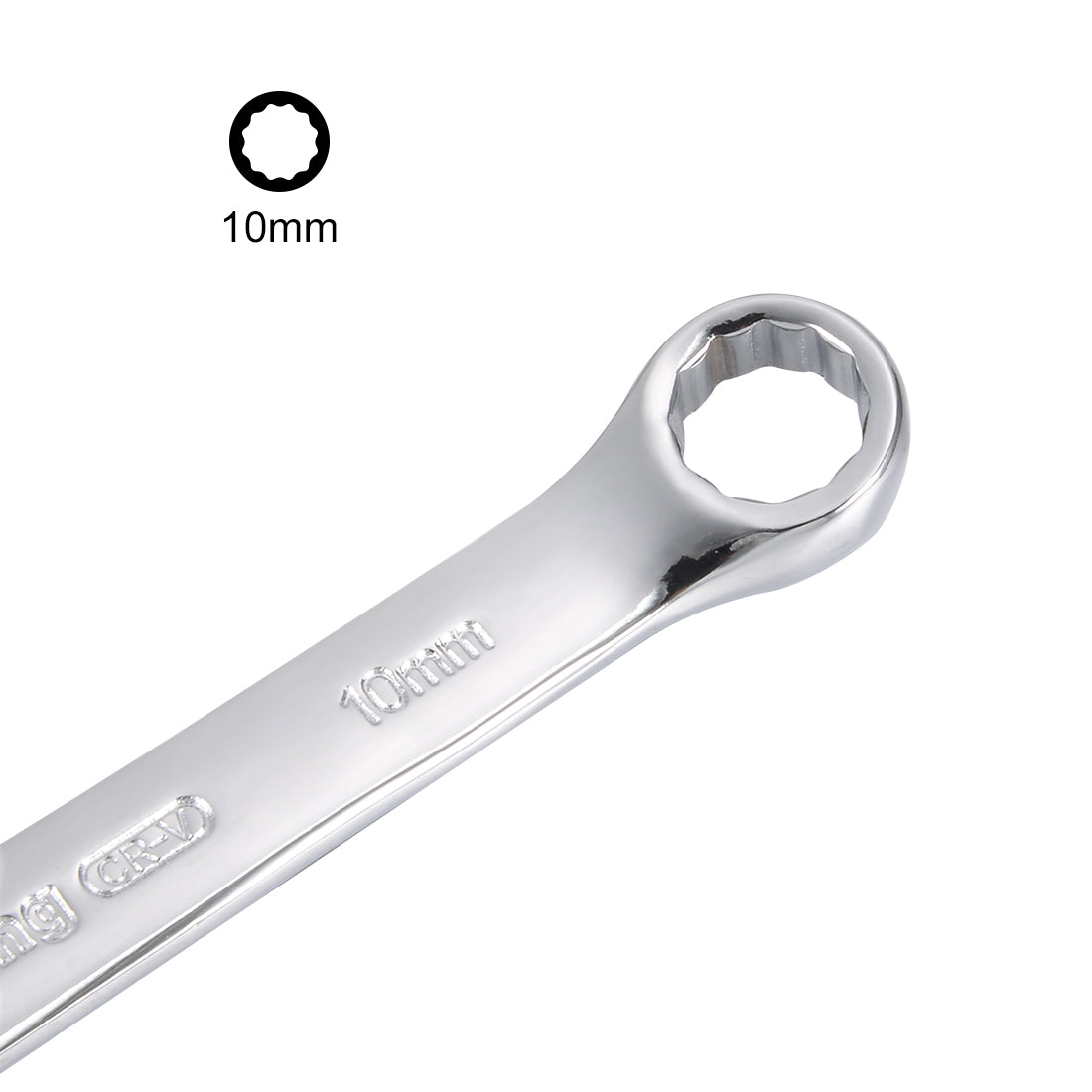 uxcell Uxcell Metric 10mm 12-Point Box Open End Combination Wrench Chrome Finish, Cr-V