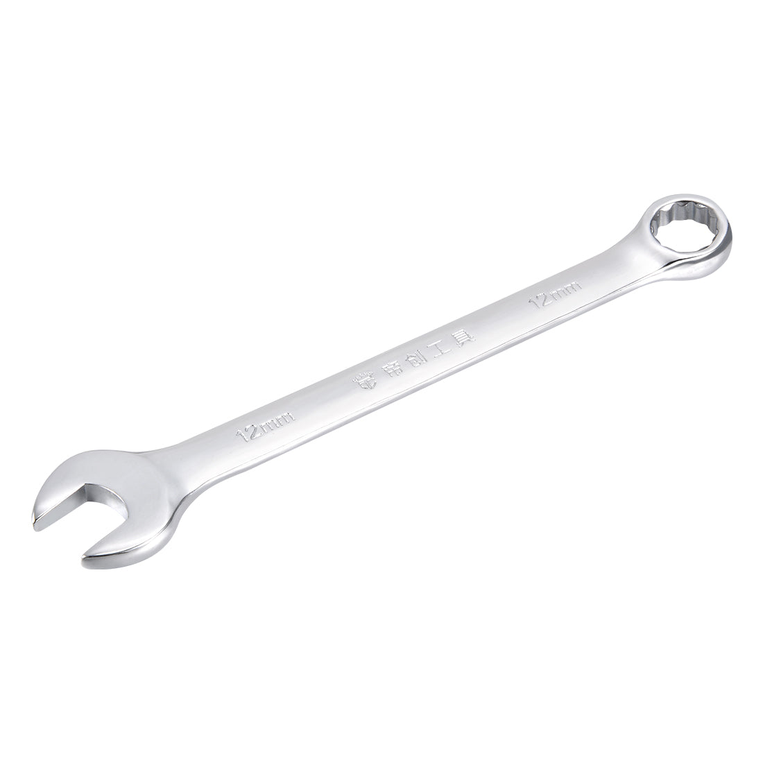 uxcell Uxcell Metric 12mm 12-Point Box Open End Combination Wrench Chrome Finish, Cr-V